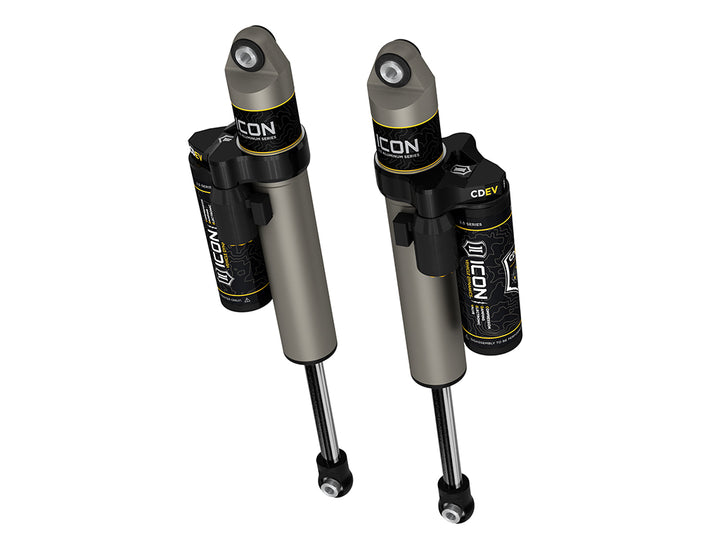 ICON 2021-2026 Ford F-150 2WD, 0-1" Lift, Rear, V.S. 2.5 Aluminum Series Shock Absorbers, Piggyback Reservoir w/ CDEV, Pair