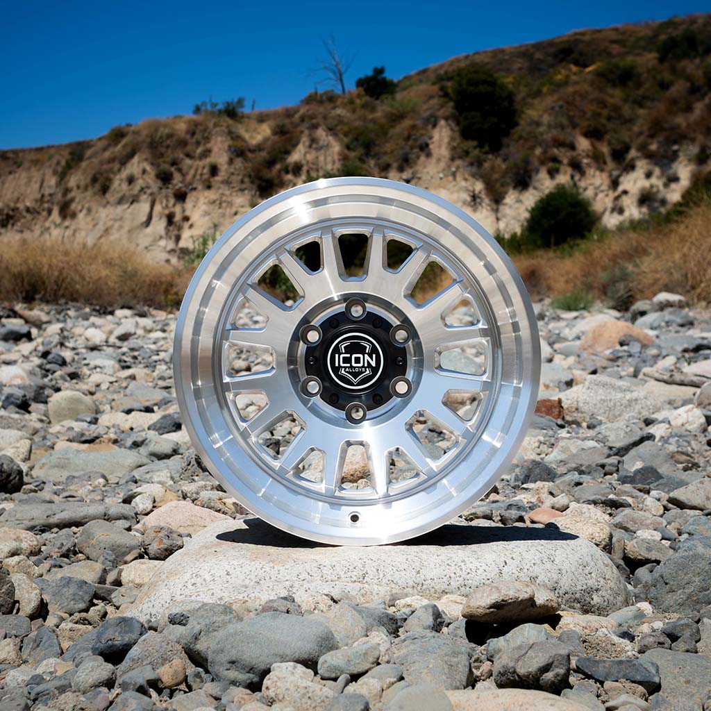 ICON Alloys Anza, Silver Machined, 17 x 8.5 / 6 x 135, 6mm Offset, 5" Backspace