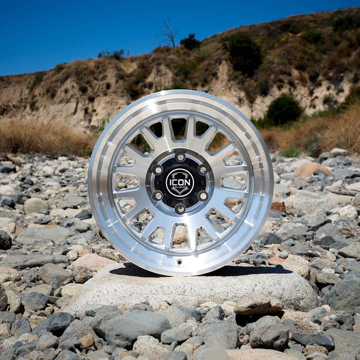 ICON Alloys Anza, Silver Machined, 17 x 8.5 / 6 x 135, 6mm Offset, 5" Backspace