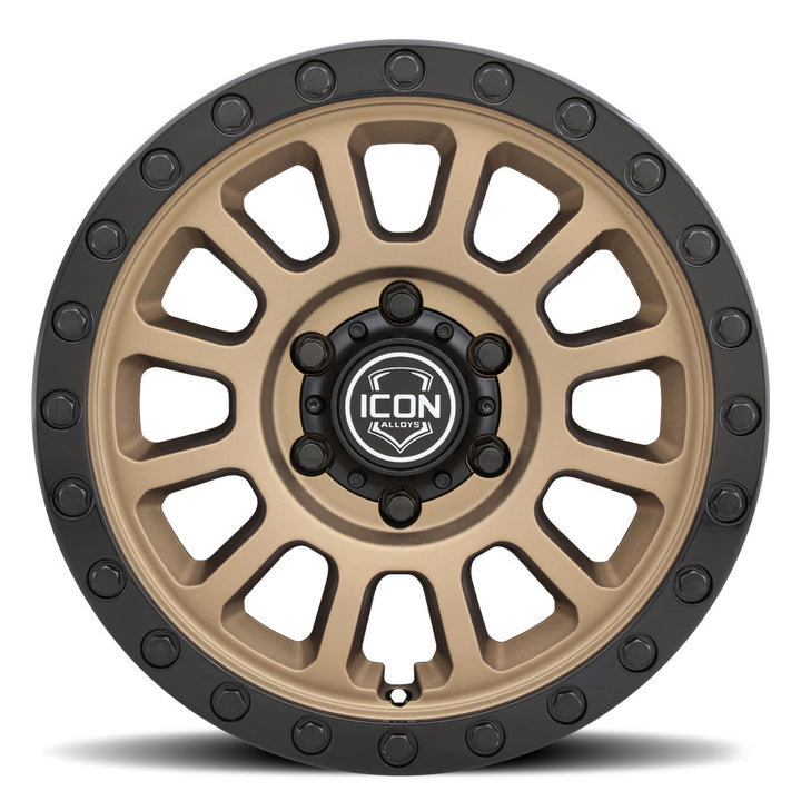 ICON Alloys Hulse, Satin Bronze w/ Gloss Black Lip & Bolts, 18 x 9 / 6 x 5.5, 25mm Offset, 6" Backspace