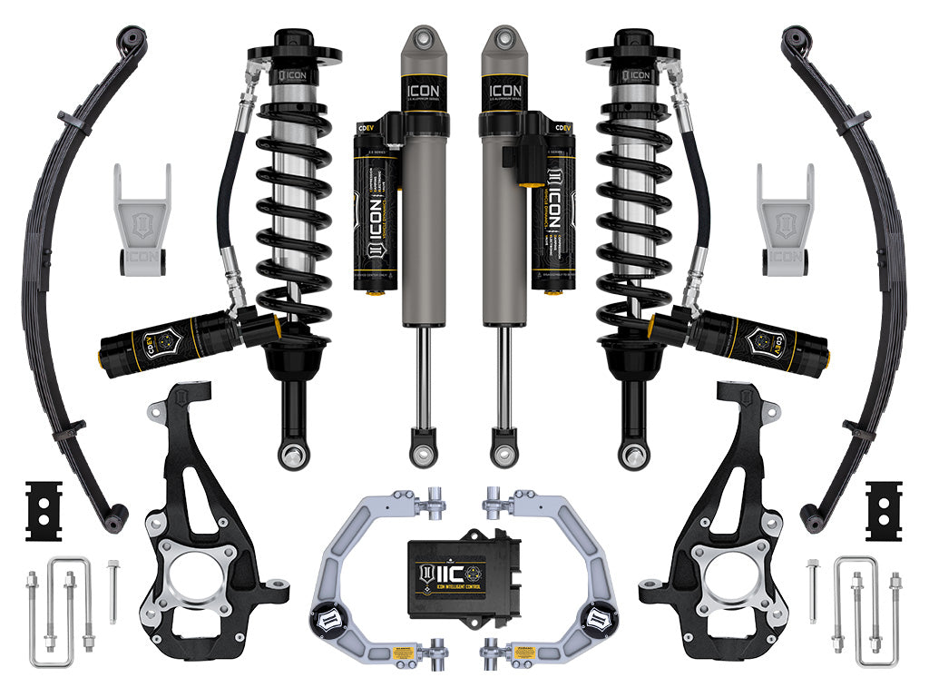 ICON 2021-2026 Ford F-150 4WD, 3.5-4.5" Lift, Stage 5 Suspension System, Billet, w/ Leaf Packs