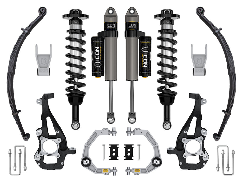 ICON 2021-2026 Ford F-150 4WD, 3.5-4.5" Lift, Stage 2 Suspension System, Billet, w/ Leaf Packs