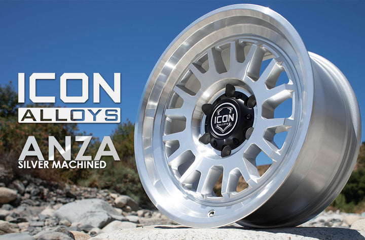 ICON Alloys Anza, Silver Machined, 17 x 8.5 / 6 x 135, 6mm Offset, 5" Backspace