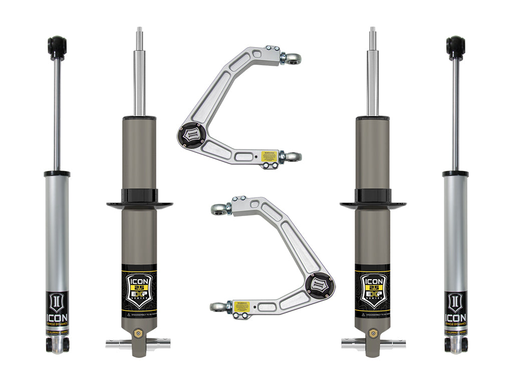 ICON 2019-2026 Chevrolet Silverado 1500/GMC Sierra 1500, 2.375-3.75" Lift, Stage 2 EXP Suspension System, Billet