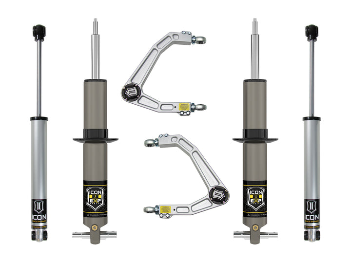 ICON 2019-2026 Chevrolet Silverado 1500/GMC Sierra 1500, 2.375-3.75" Lift, Stage 2 EXP Suspension System, Billet