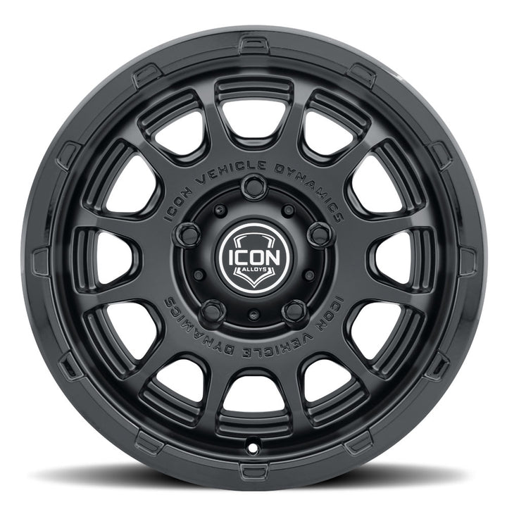 ICON Alloys Rancho, Double Black, 17 x 8.5, 5 X 5.5, 0mm Offset, 4.75" Backspace