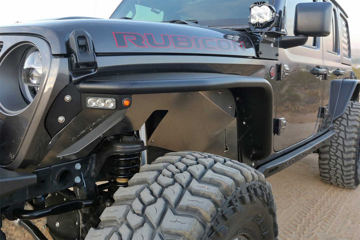 Fabtech FTS24212 Jeep JL Tube Fenders with LED Lights – Durable Steel Construction for Offroad Performance