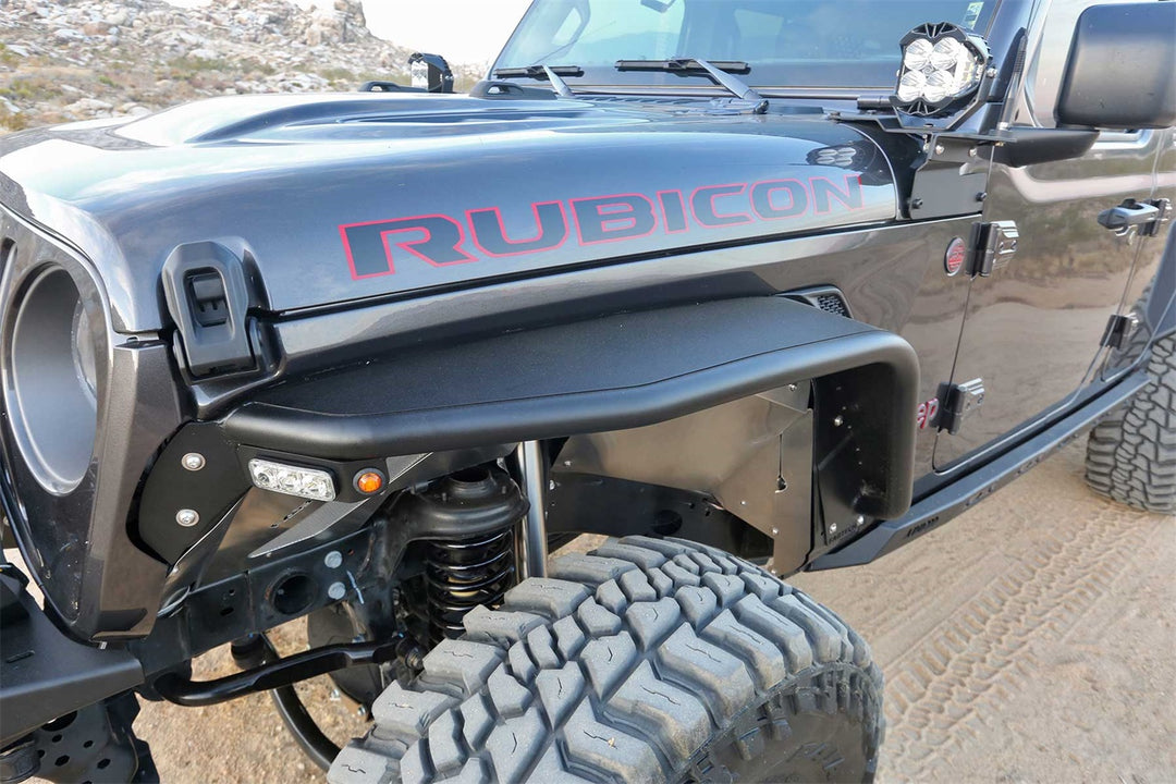 Fabtech FTS24212 Jeep JL Tube Fenders with LED Lights – Durable Steel Construction for Offroad Performance