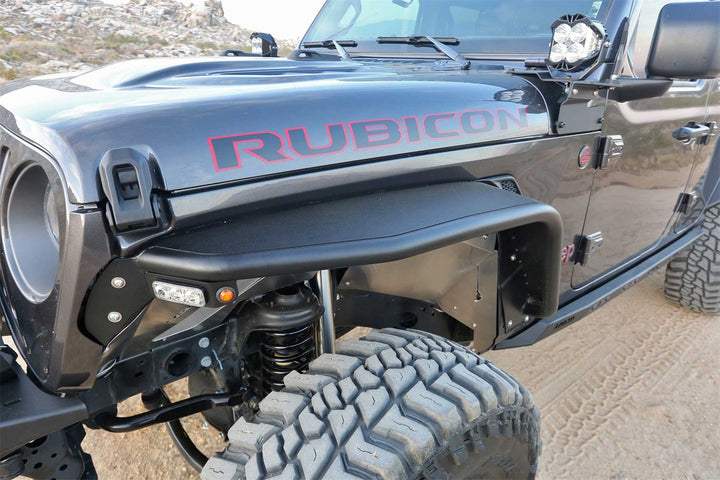 Fabtech FTS24212 Jeep JL Tube Fenders with LED Lights – Durable Steel Construction for Offroad Performance