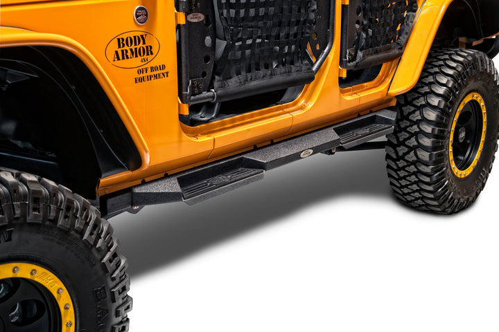 Body Armor 4X4 Rocksteps for Jeep Wrangler JK - Durable Side Steps with Optional Poly Pads and LED Light Kit
