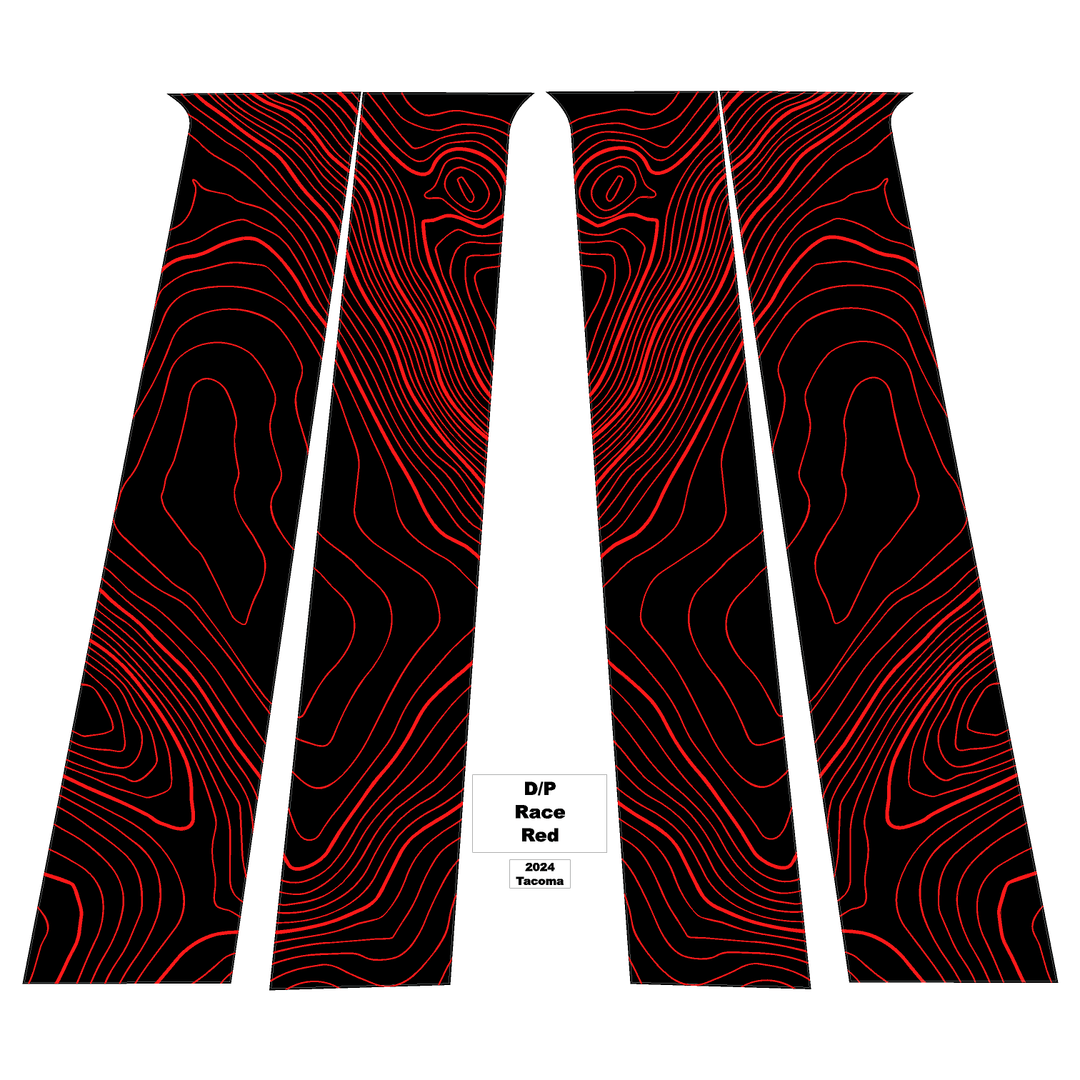 Topographic B Pillar Overlays - 2024+ Tacoma Double Cab / 2025+ 4Runner