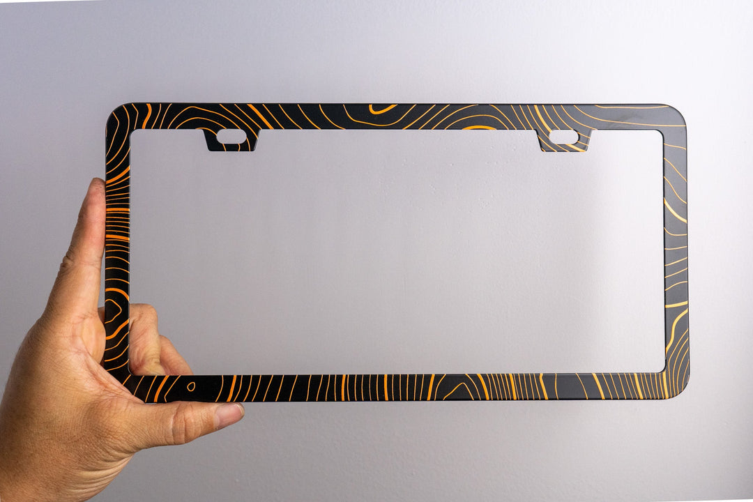 Topo Map Slim License Plate Frame - Black, Pair by StickerFab | KOVA Offroad