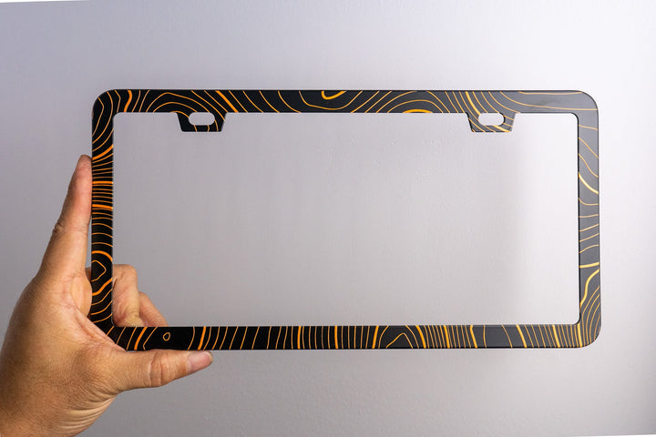 Topo Map Slim License Plate Frame - Black, Pair by StickerFab | KOVA Offroad