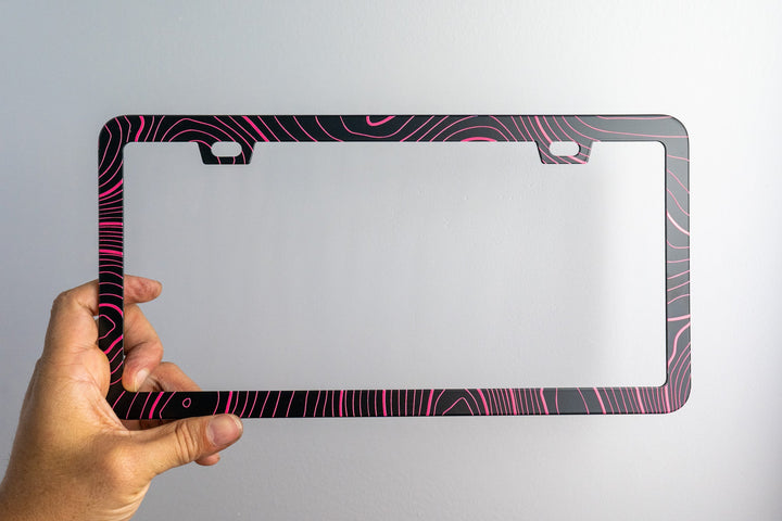 Topo Map Slim License Plate Frame - Black, Pair by StickerFab | KOVA Offroad