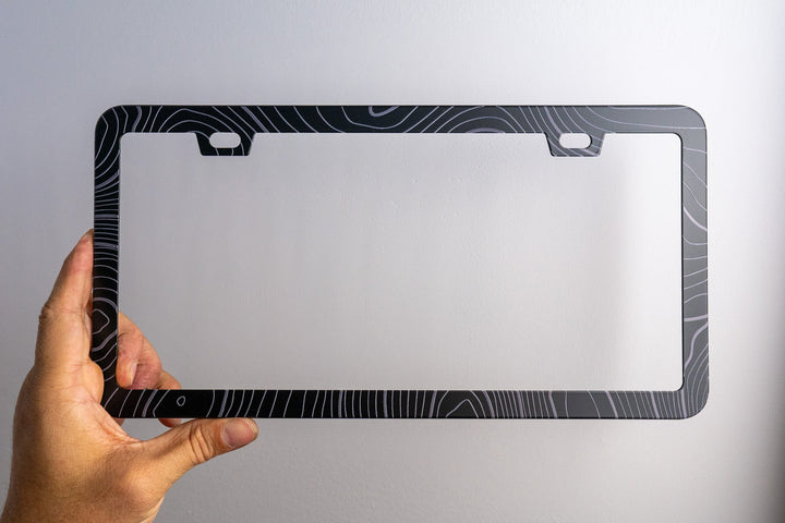 Topo Map Slim License Plate Frame - Black, Pair by StickerFab | KOVA Offroad